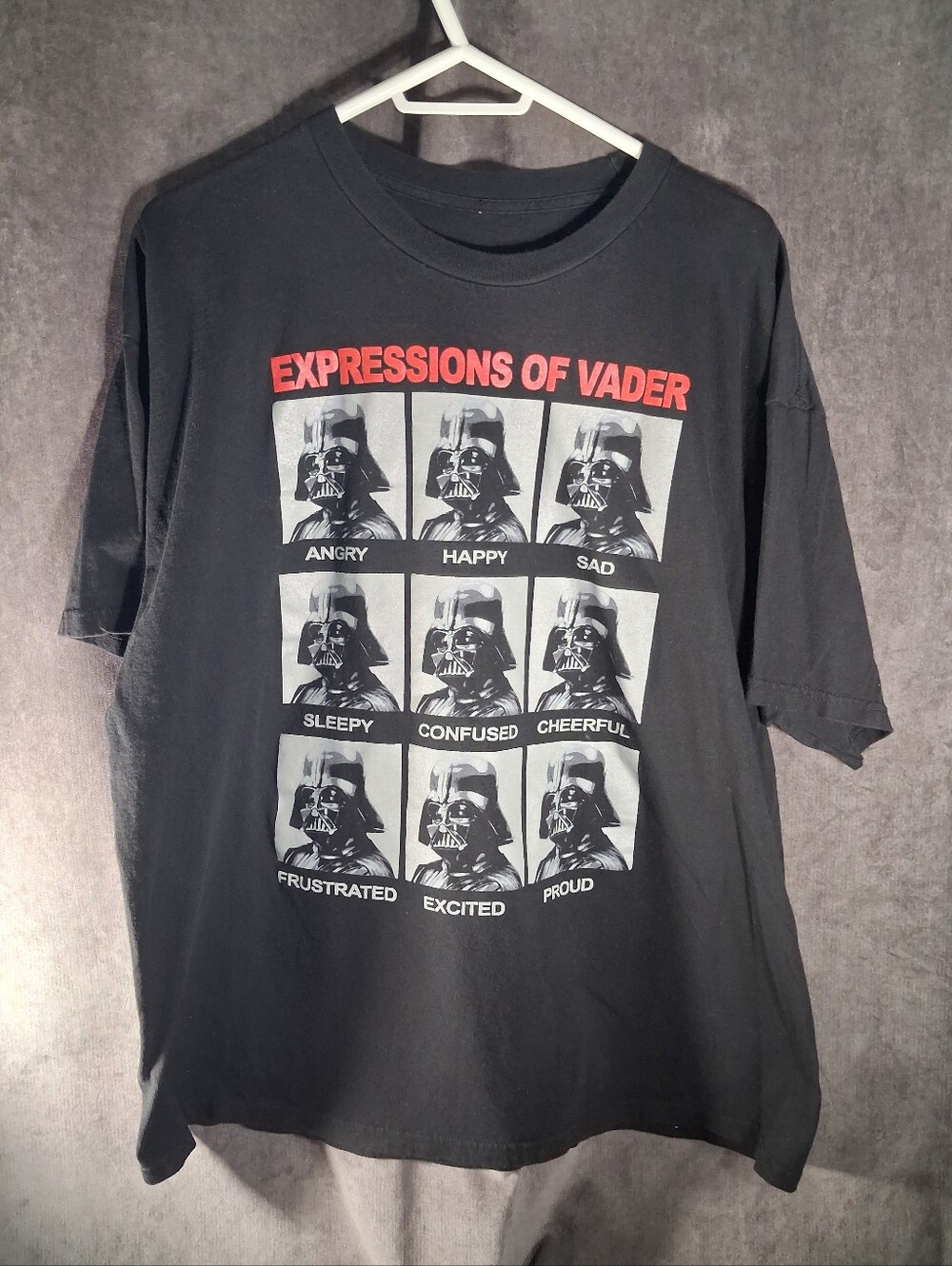 Star Wars Darth Vader "Expressions Of Vader" Humourous Black Graphic Tee VG- XL